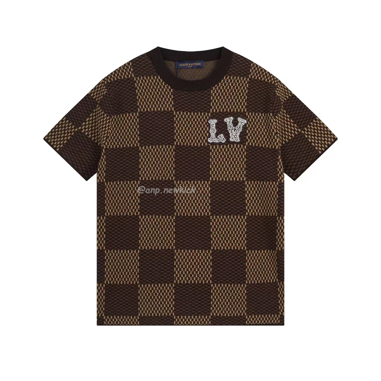Louis Vuitton Round Necked Checkerboard T Shirt (3) - newkick.org